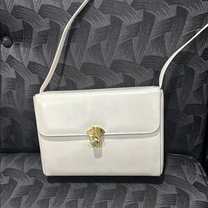 Elegant Classy Cream Ivory White Leather Bag